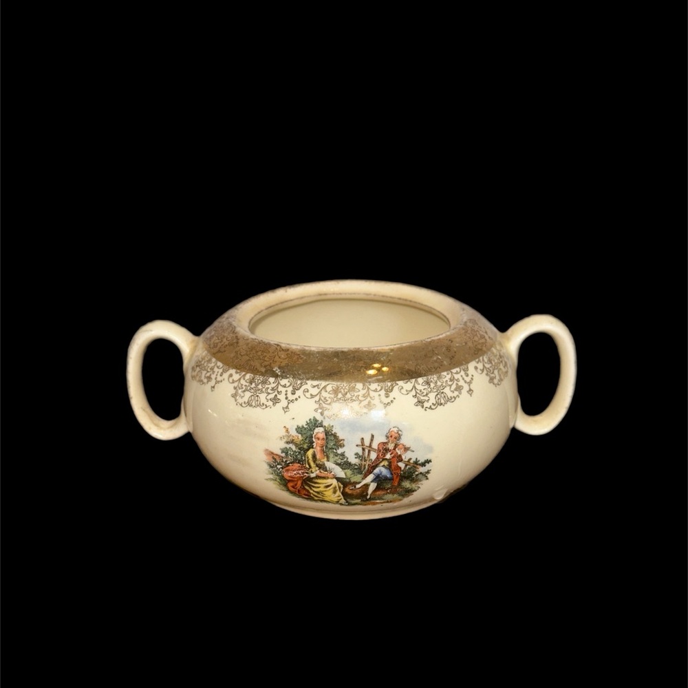 Vintage Sabin Crest-O-Gold Victorian 2 Handle Sugar Bowl ( No Lid)